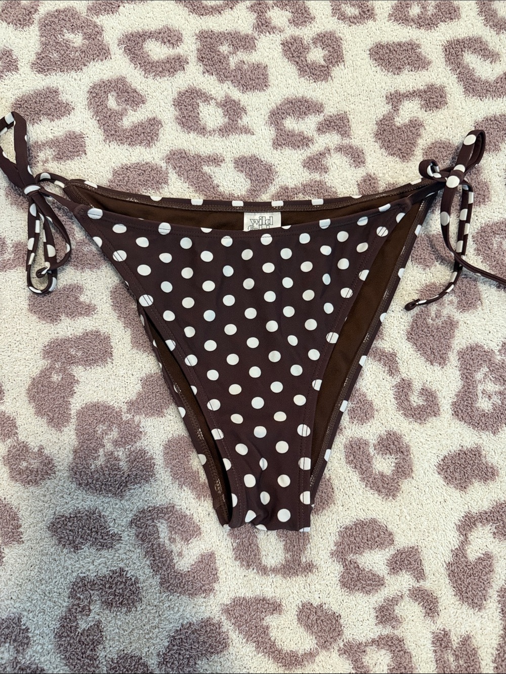 wild fable Brown and White Polka Dot Tie-Side Bikini Bottom
